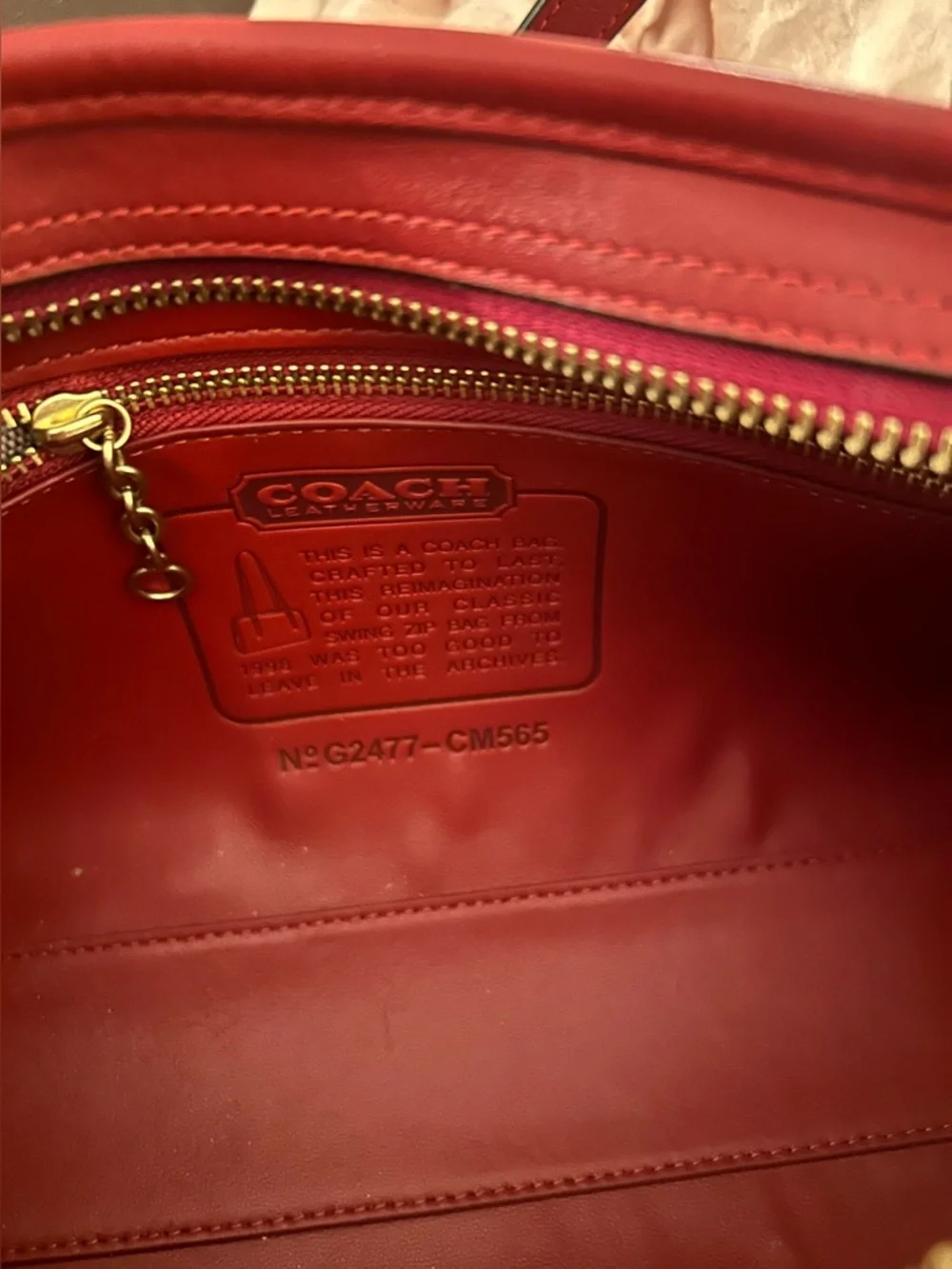 Coach Swing Zip in Ruby Red - Picture 6 of 6